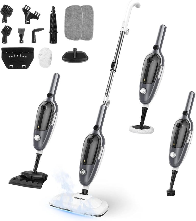 Mxnsewr Steam Mop - All-in-one Powerful Handheld Steam Cleaner Detachable Floor Steamer with 11 Accessories, MultiPurpose Steamer for Hardwood Floors, Clothes,Windows,Tiles,Carpet, Whole Home Use,Grey - Image 1